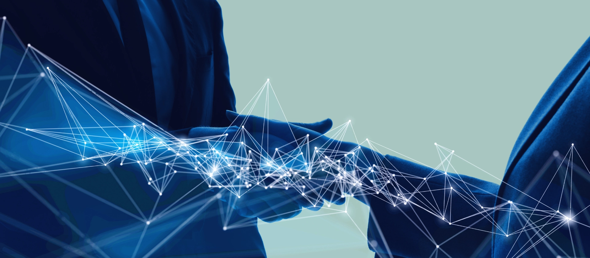 Handshake mit digitalen Linien